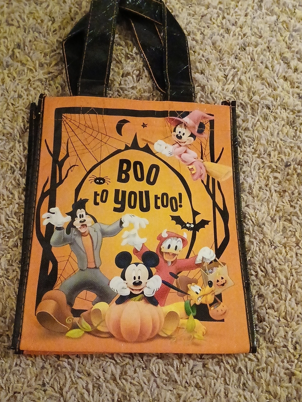 Disney Halloween Tote Bag with Orange and Black 'Boo to You Too!'